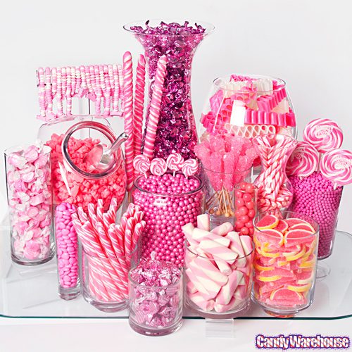 pink candy buffet wedding