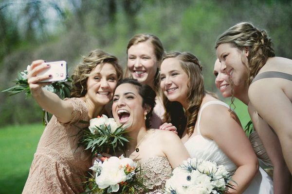 Bridal party group selfie