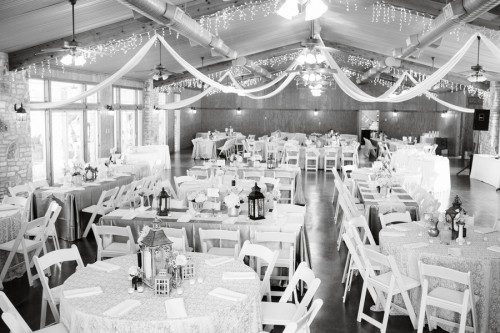 Black and white wedding barn