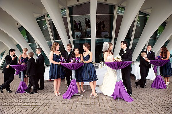 blue purple silver wedding reception