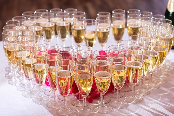 champagne heart wedding reception