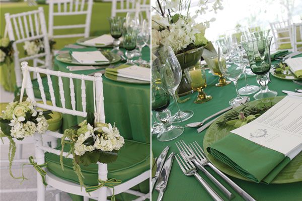 emerald jade green wedding tablescape