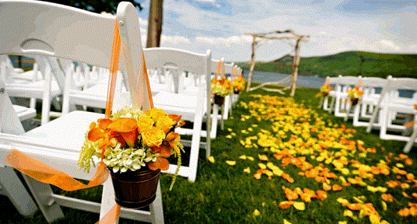 orange yellow white wedding ceremony
