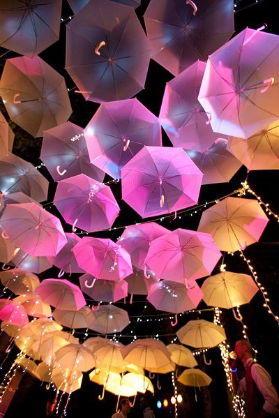 umbrella canopy outdoor wedding lighting