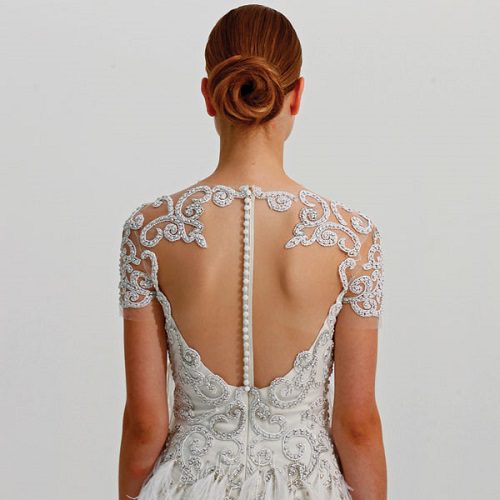 button backless wedding gown