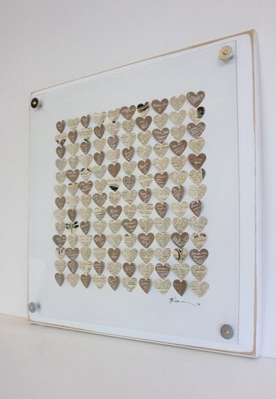framed hearts art wedding guest book