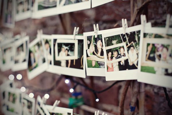 hanging Polaroid wedding guest book idea