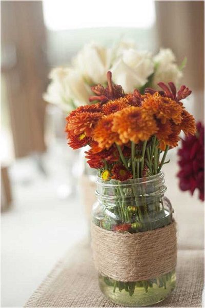 mason jars twine vase fall wedding decor