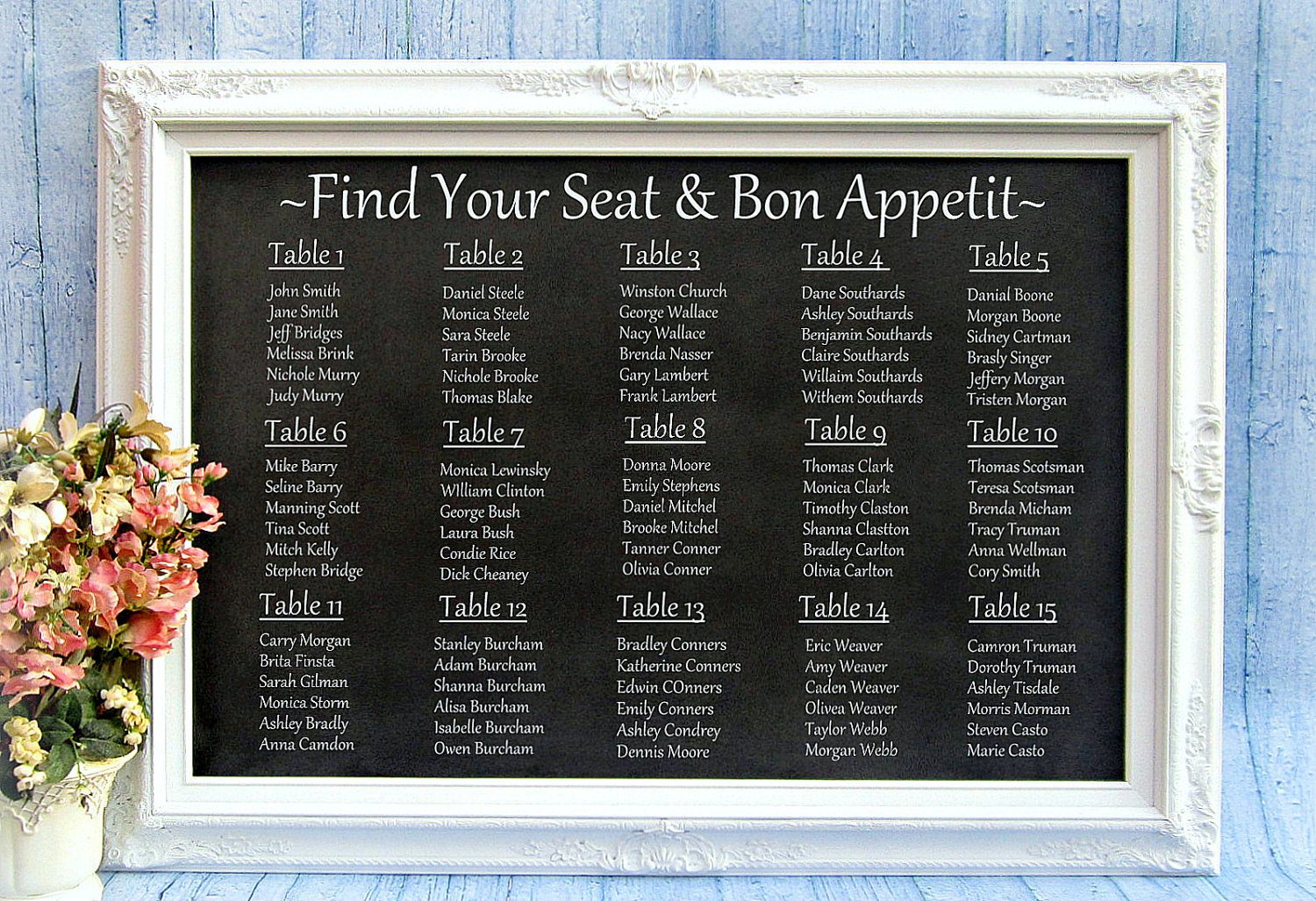 reception seating chart