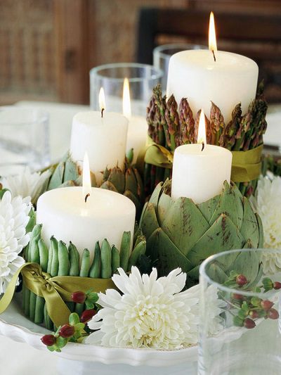 vegetable candle holders fall wedding centerpiece