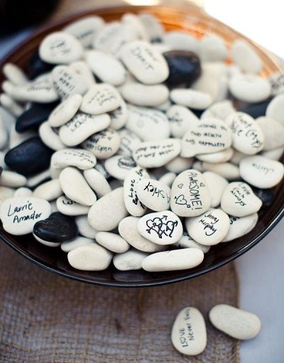 wish stones wedding guest book ideas
