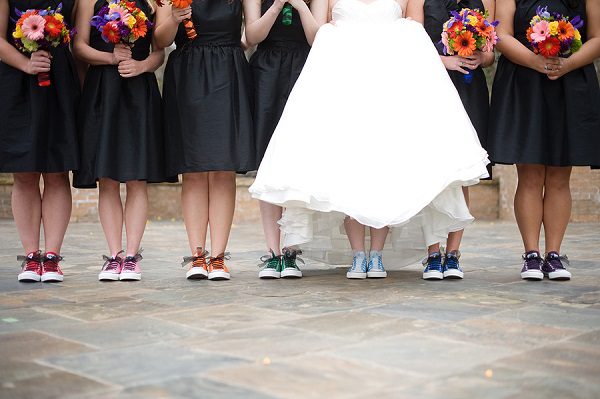 bridesmaids wearing sneakers