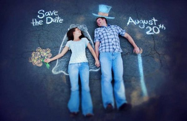 chalk drawing save the date