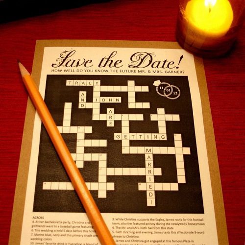 crossword puzzle wedding invitations