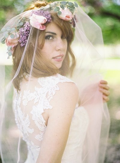 floral crown wedding veil