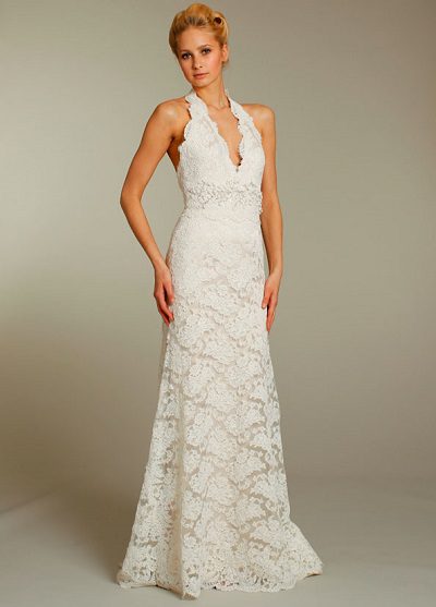 lace halter bridal gown